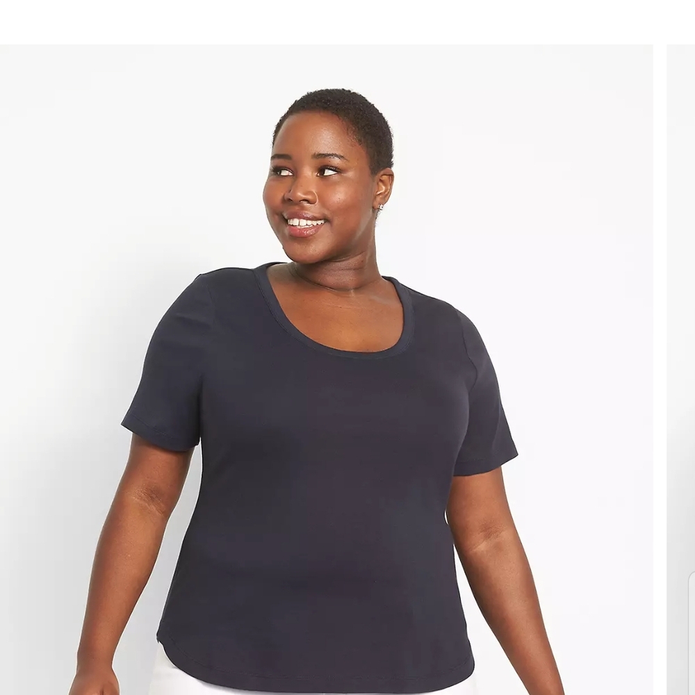 14/16L NWT Lane Bryant Black Perfect Sleeve Scoop Neck Tee